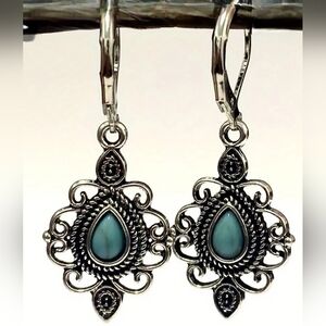Bohemian Faux Turquoise Dangle Earrings